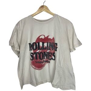 H&M x the rolling stones cream cropped womens short sleeve xl